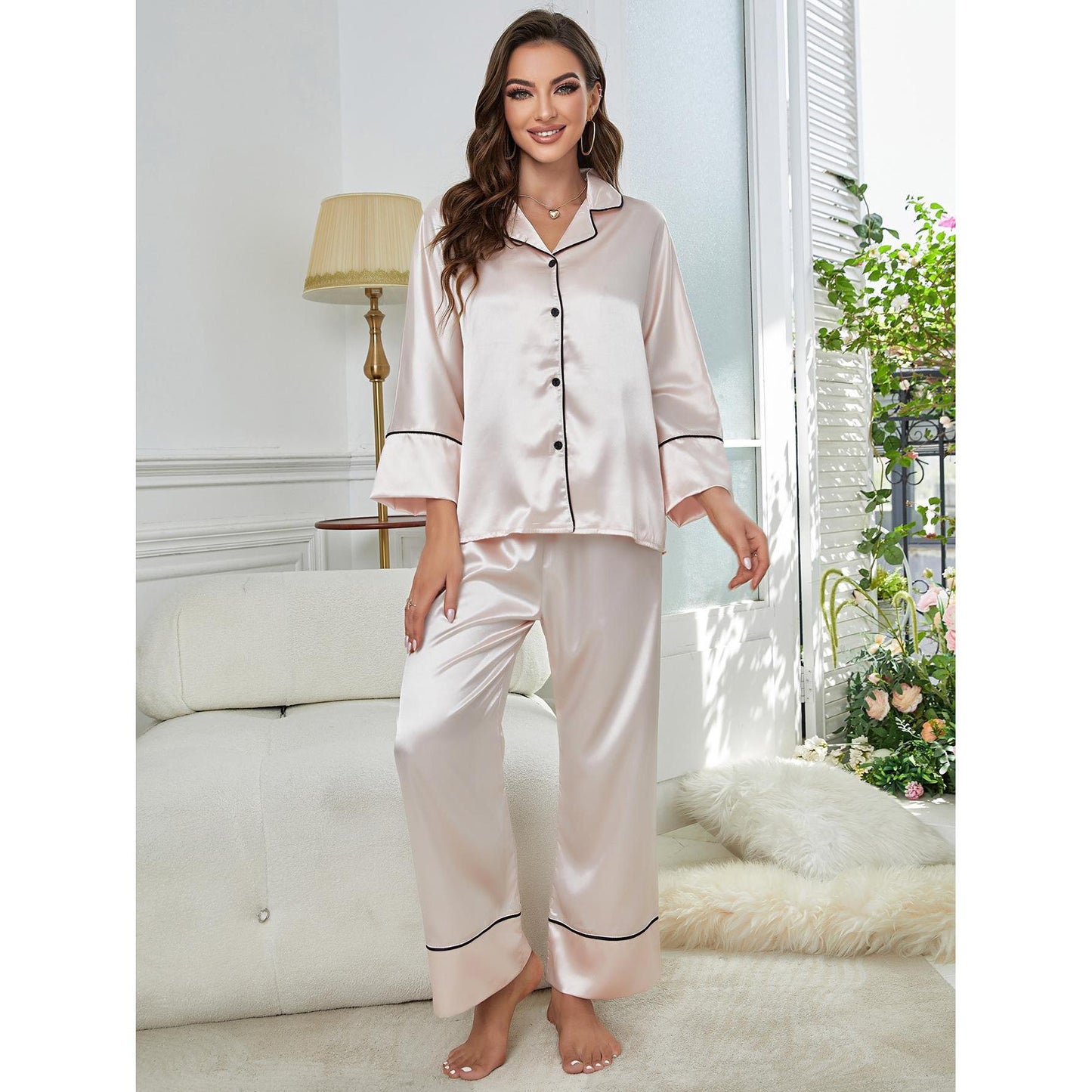 Long Sleeve Satin Pajama Set