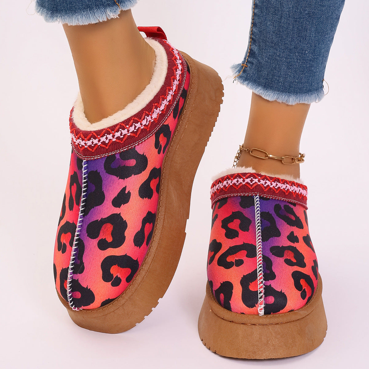 Christmas Print Ankle Slippers