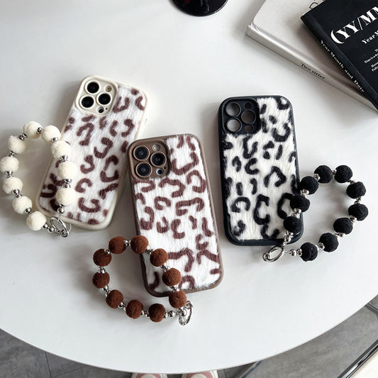 Leopard Printed Plush Phone Case