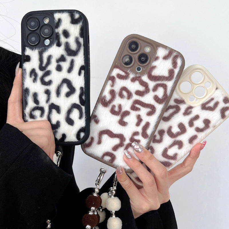 Leopard Printed Plush Phone Case